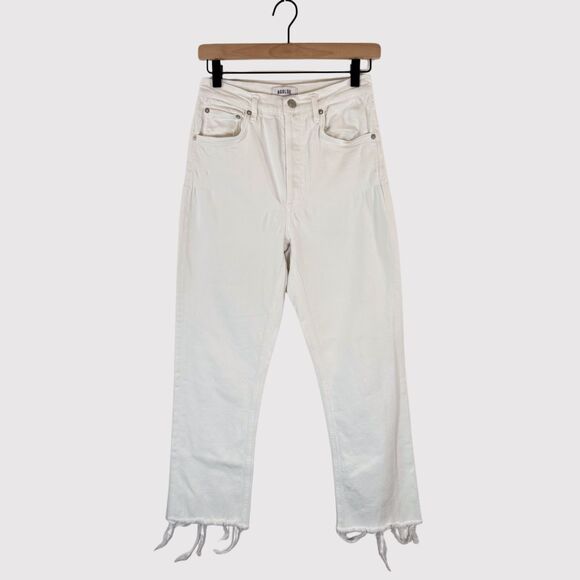 AGOLDE Womens Jeans White Riley High Rise Straight Crop Denim Button Fly Size 27 - Picture 2 of 14